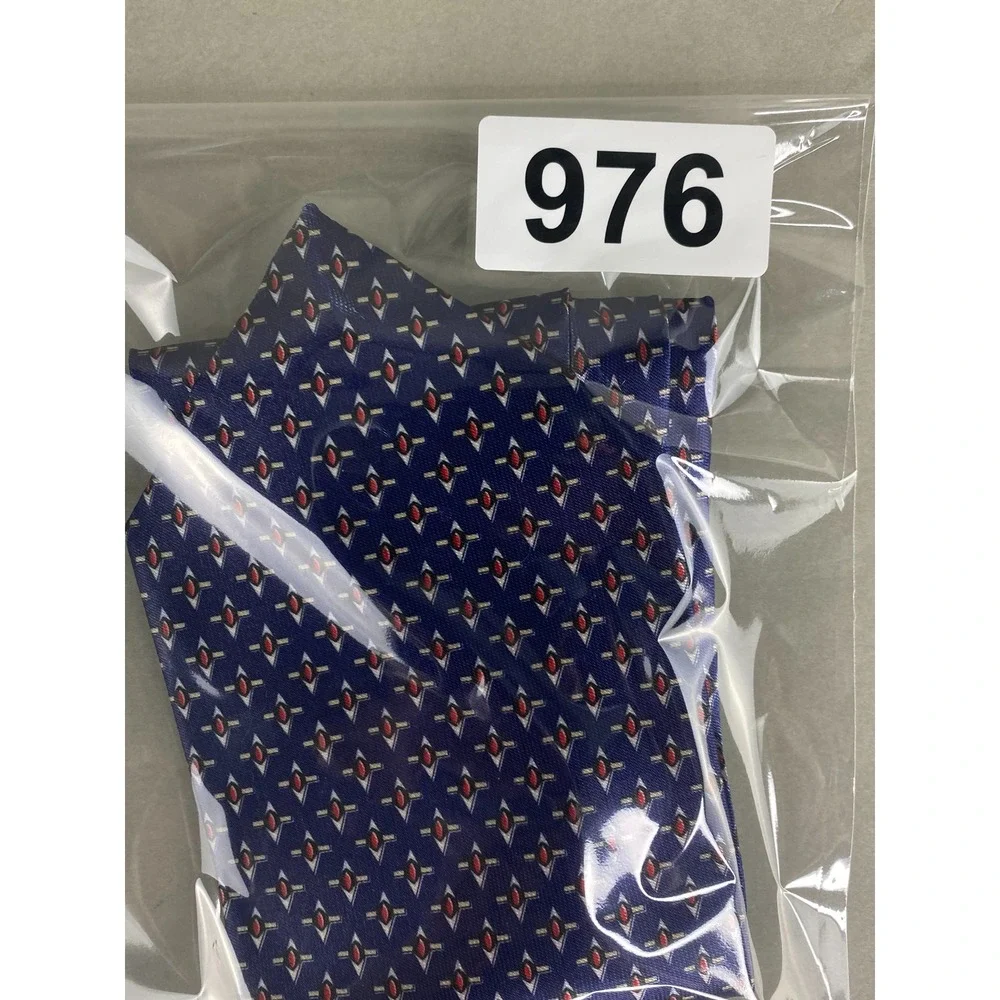 Sanjiang Mens Tie Blue Red Geometric Diamond Pattern Foulard Business 56x4